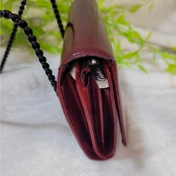 Authentic Cartier Burgundy Patent Leather Happy Birthday Continental Wallet - Picture 5 of 16